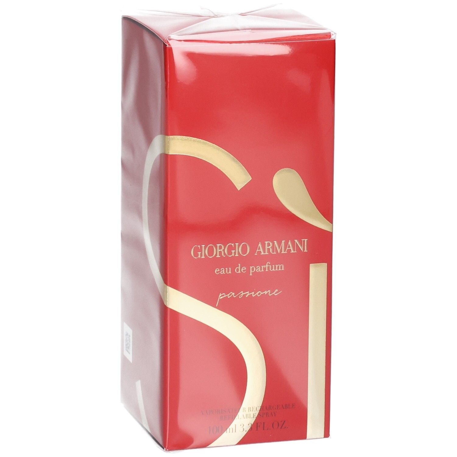 Giorgio Armani Si Passione Eau de Parfum, rote Verpackung mit goldenem Schriftzug und SI-Logo.