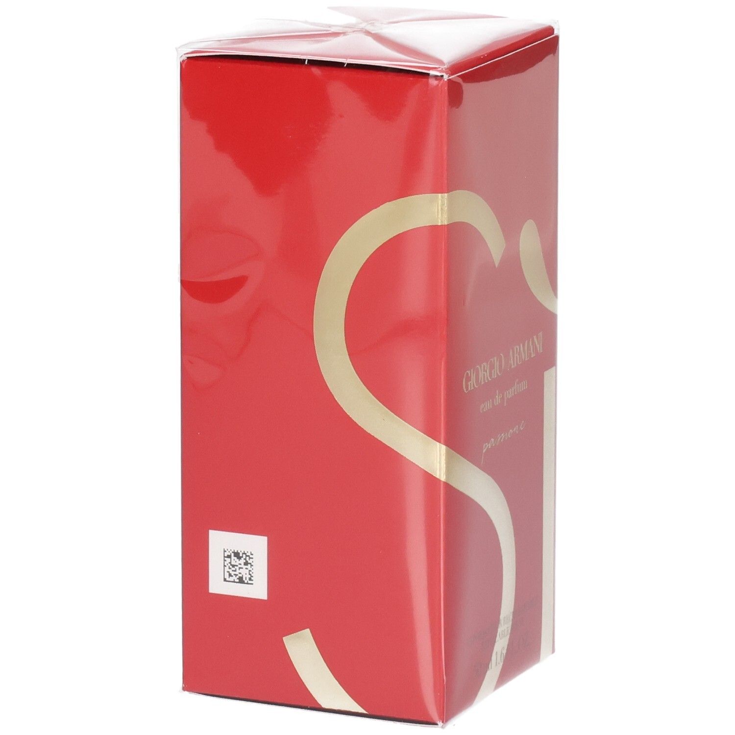 Rote Giorgio Armani Sì Passione Verpackung mit goldenem 'Si'-Logo.
