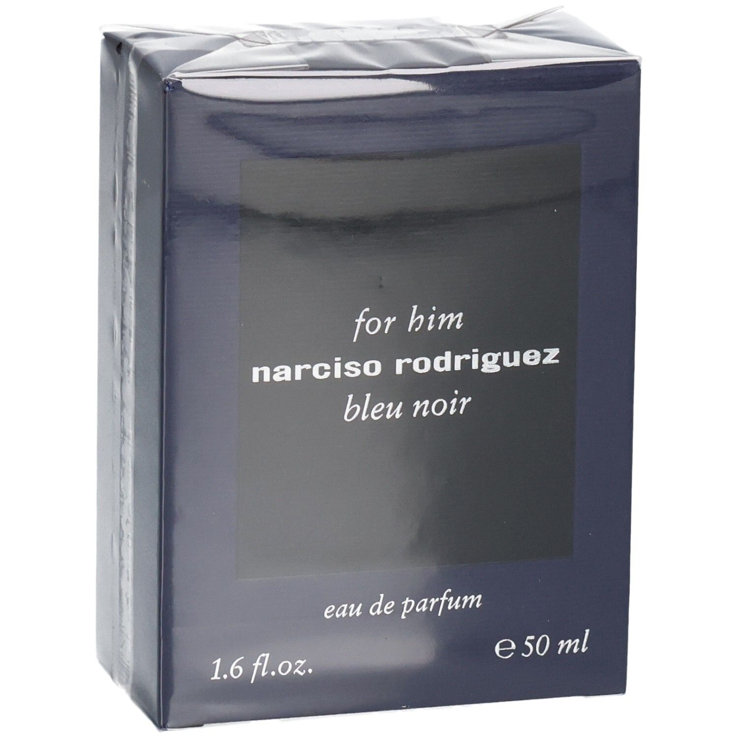 Verpackung von Narciso Rodriguez For Him Bleu Noir Eau de Parfum, 50 ml.