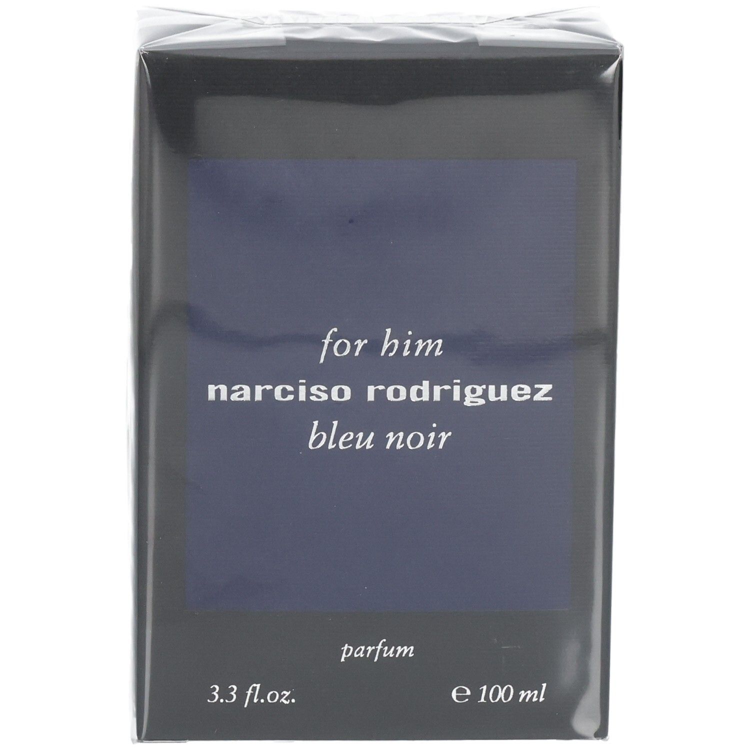 Verpackung von Narciso Rodriguez For Him Bleu Noir Parfum, 100 ml.