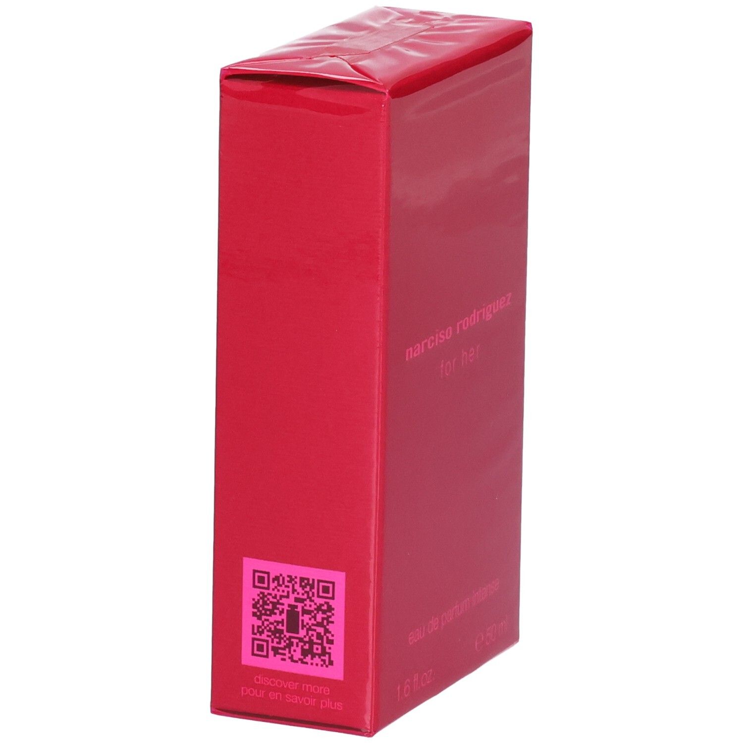 Rote
Verpackung von Narciso Rodriguez For Her Eau de Parfum Intense mit QR-Code.
