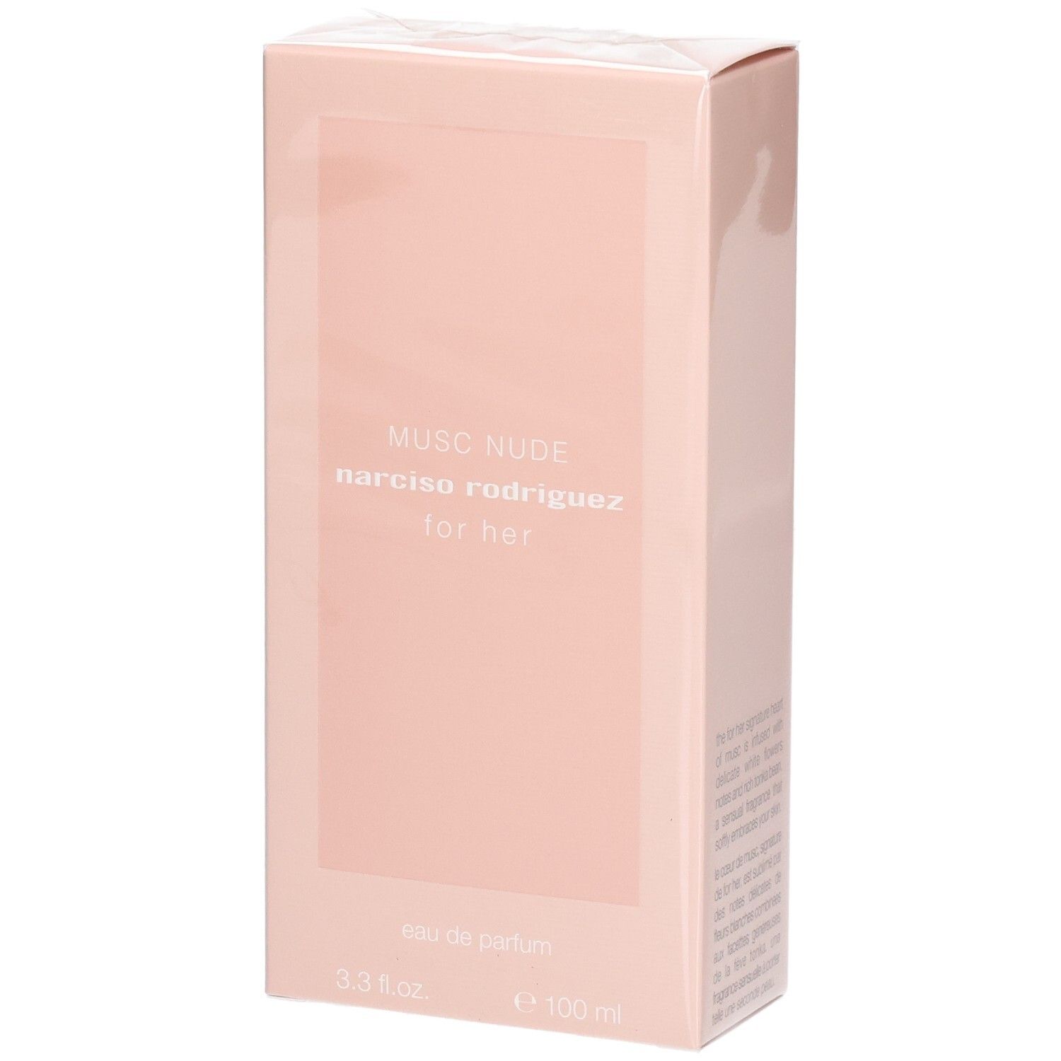 Verpackung von Narciso Rodriguez For Her Musc Nude Eau de Parfum, 100 ml.