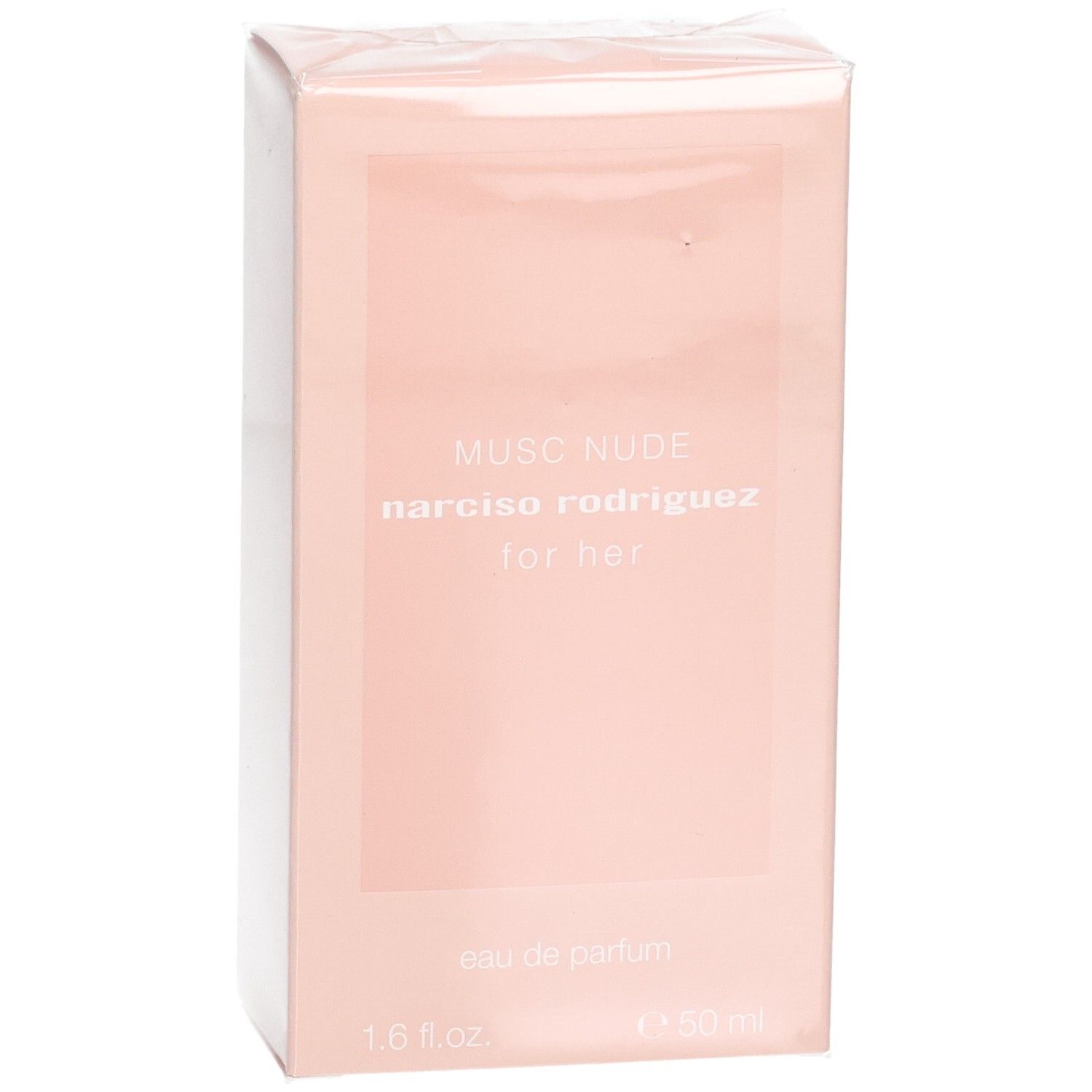 Verpackung von Narciso Rodriguez For Her Musc Nude Eau de Parfum, 50 ml, mit Frontansicht.
