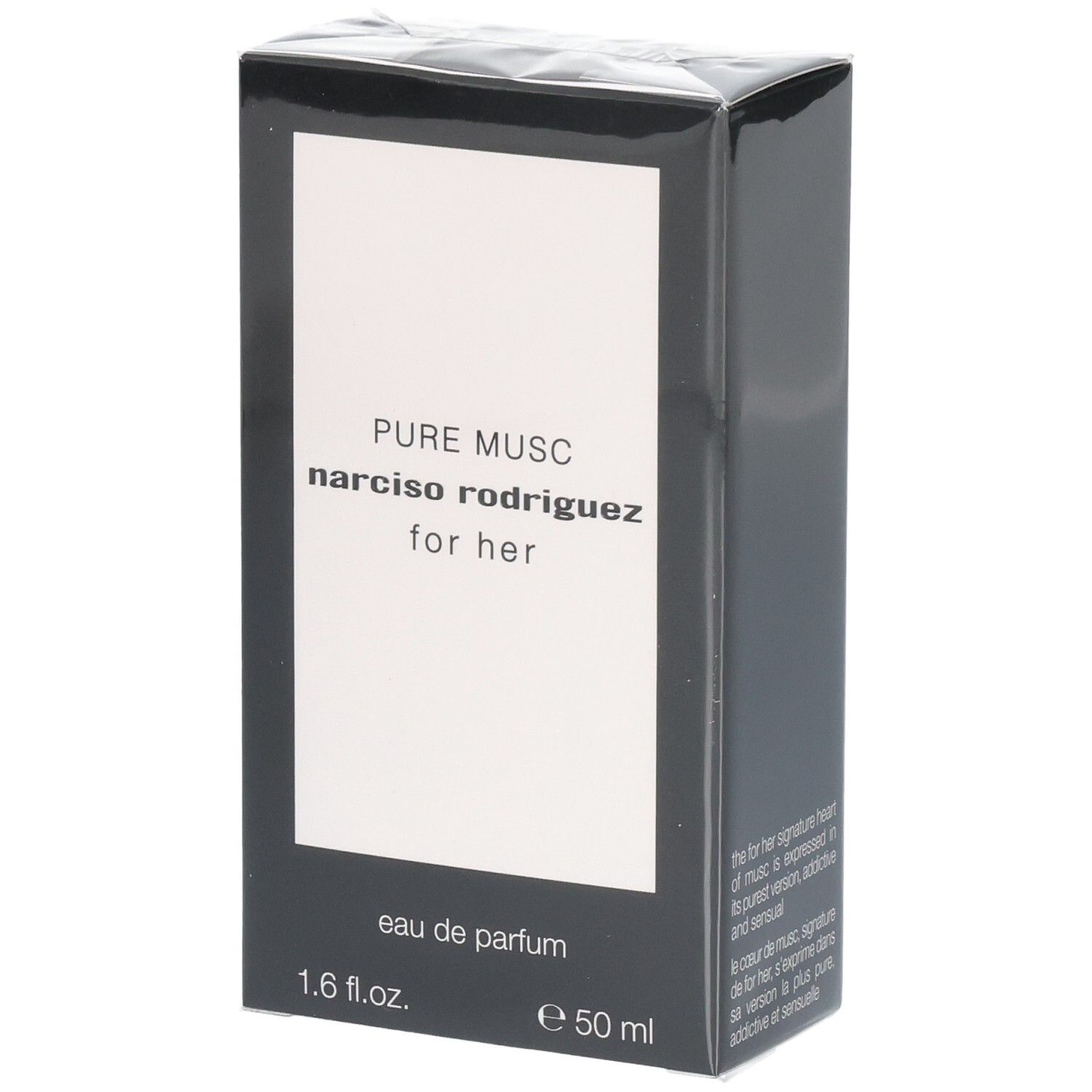Verpackung von Narciso Rodriguez For Her Pure Musc Eau de Parfum, 50 ml.