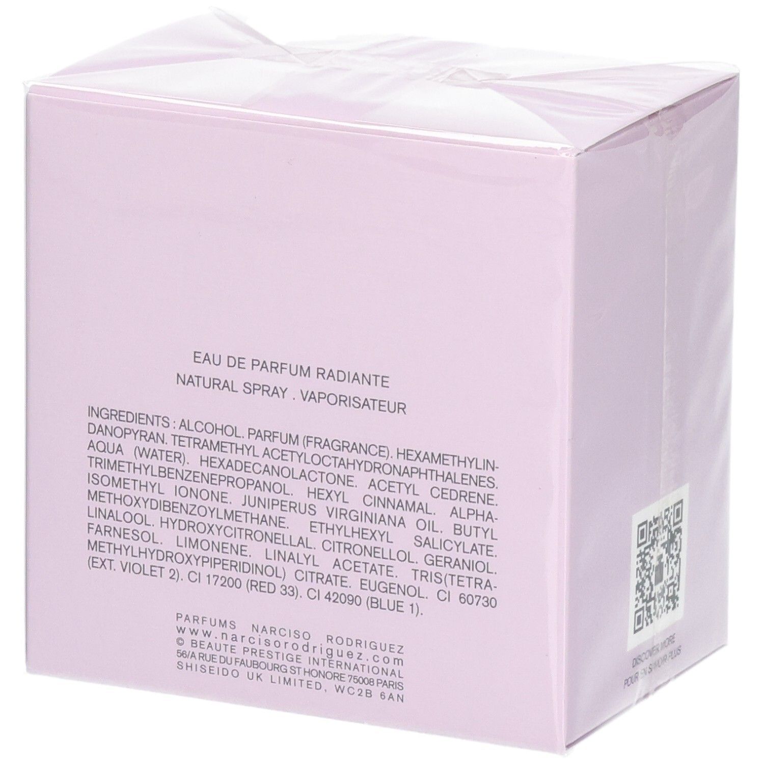 Verpackung für Eau de Parfum Radiante, Natural Spray, Vaporisateur.