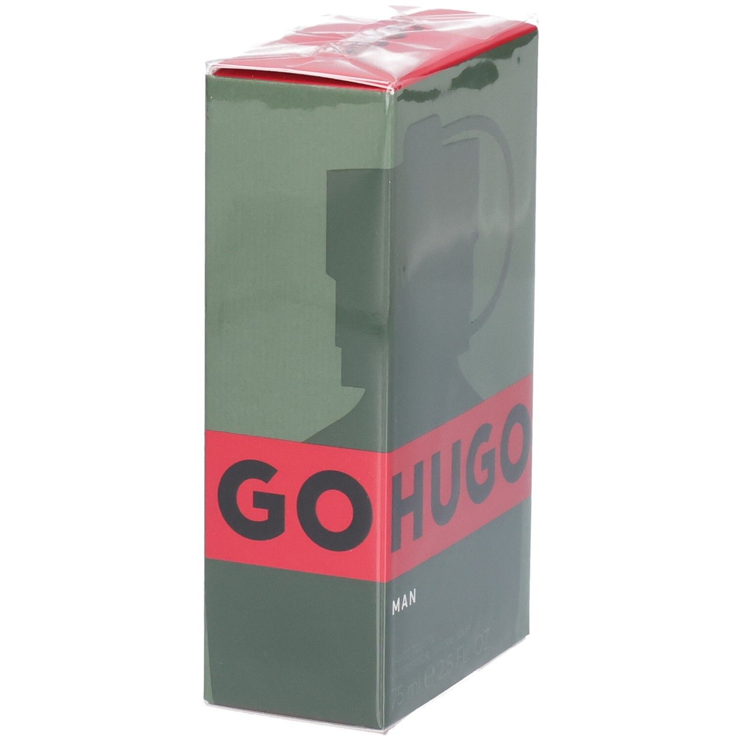 Hugo Boss Man Eau de Toilette Kartonverpackung, seitliche Ansicht.
