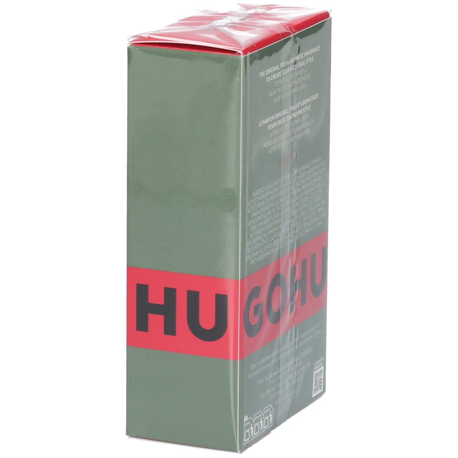 Hugo Boss Man Eau de Toilette Kartonverpackung, schräge Ansicht.