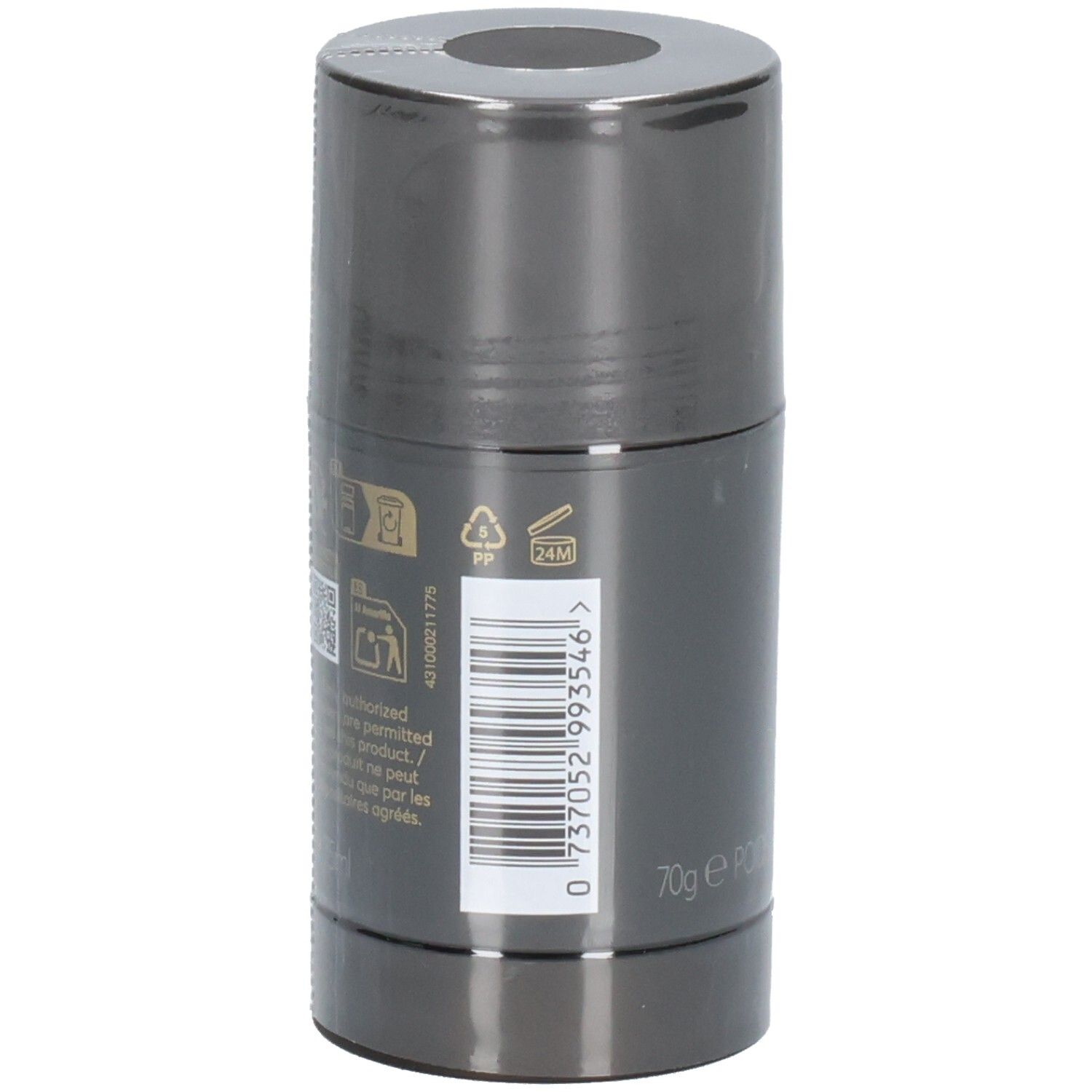 Hugo Boss The Scent Deodorant Stick, Rückseite mit Barcode und Symbolen.