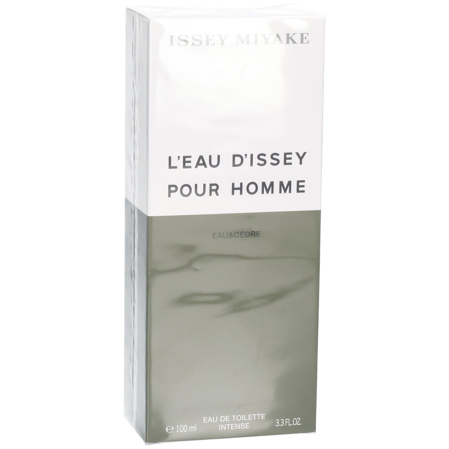 Issey Miyake L'Eau d'Issey Pour Homme Eau & Cèdre Eau de Toilette Kartonverpackung, Vorderseite mit Details.