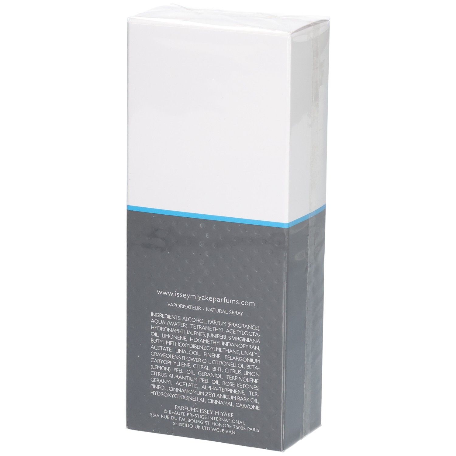 Issey Miyake L'Eau d'Issey Pour Homme Sport Eau de Toilette 50ml, Rückseite mit Inhaltsstoffen.