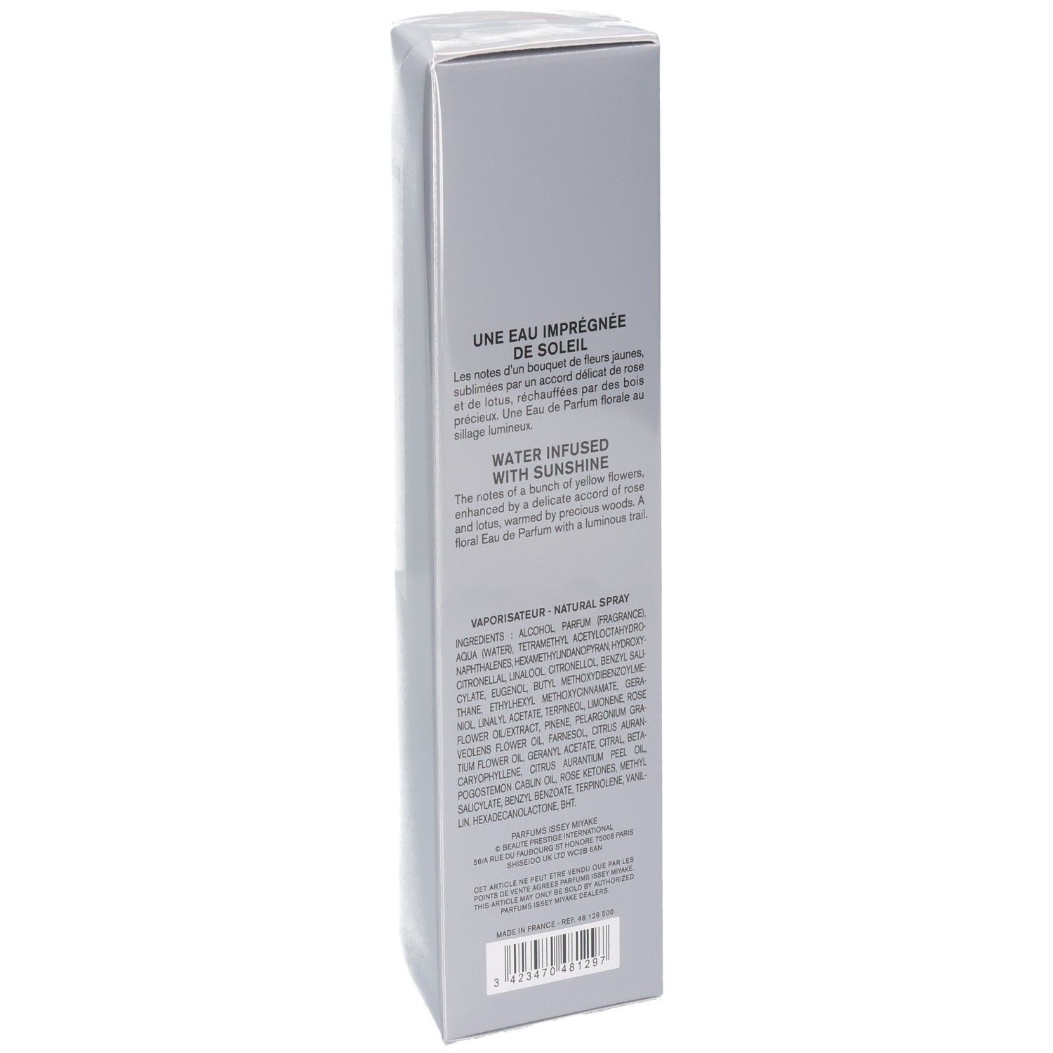 Issey Miyake L'Eau d'Issey Eau de Parfum 50ml, Rückseite mit Beschreibung.