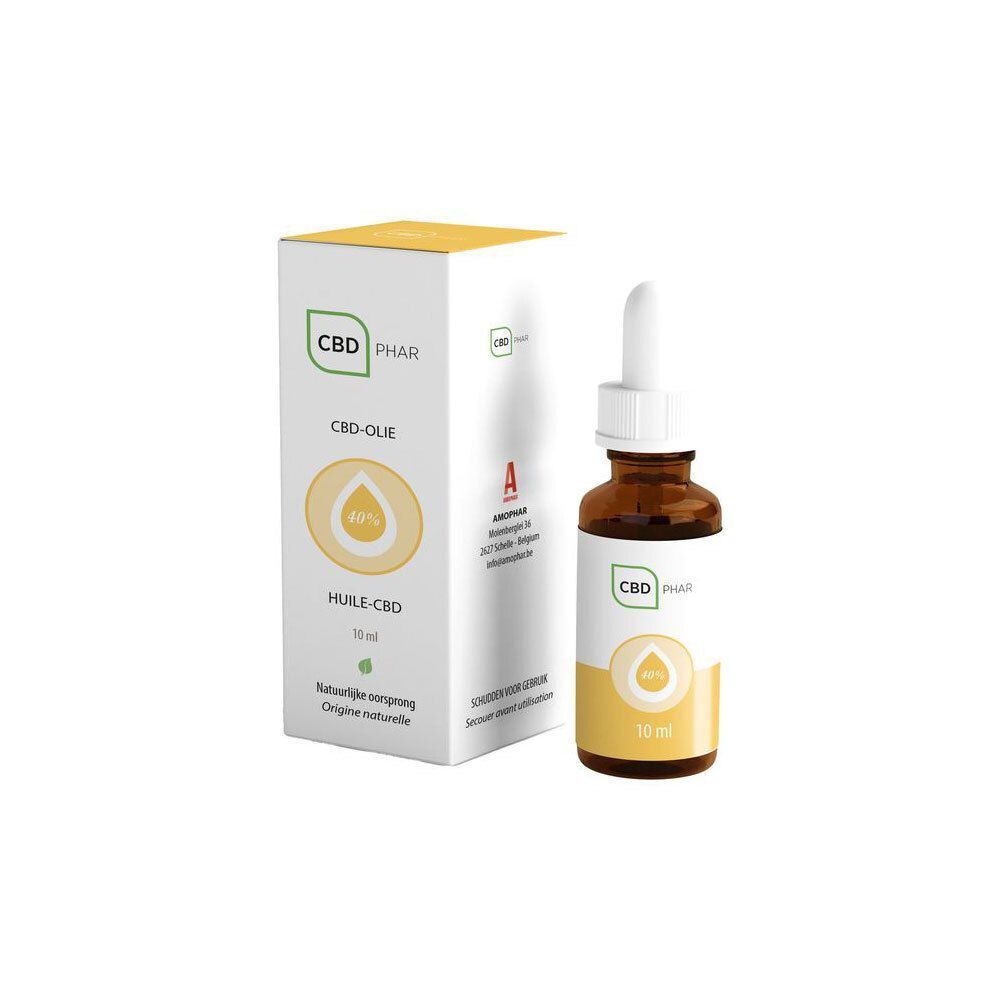 Een flesje en doosje CBD Ph.ar CBD-olie, 10 ml.