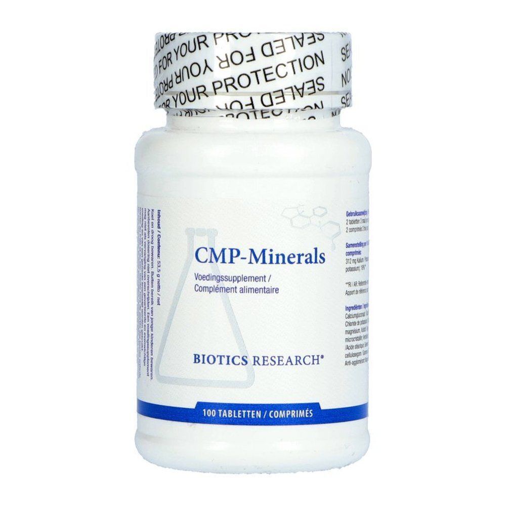 Bouteille Biotics Research CMP-Minerals de 100 comprimés.
