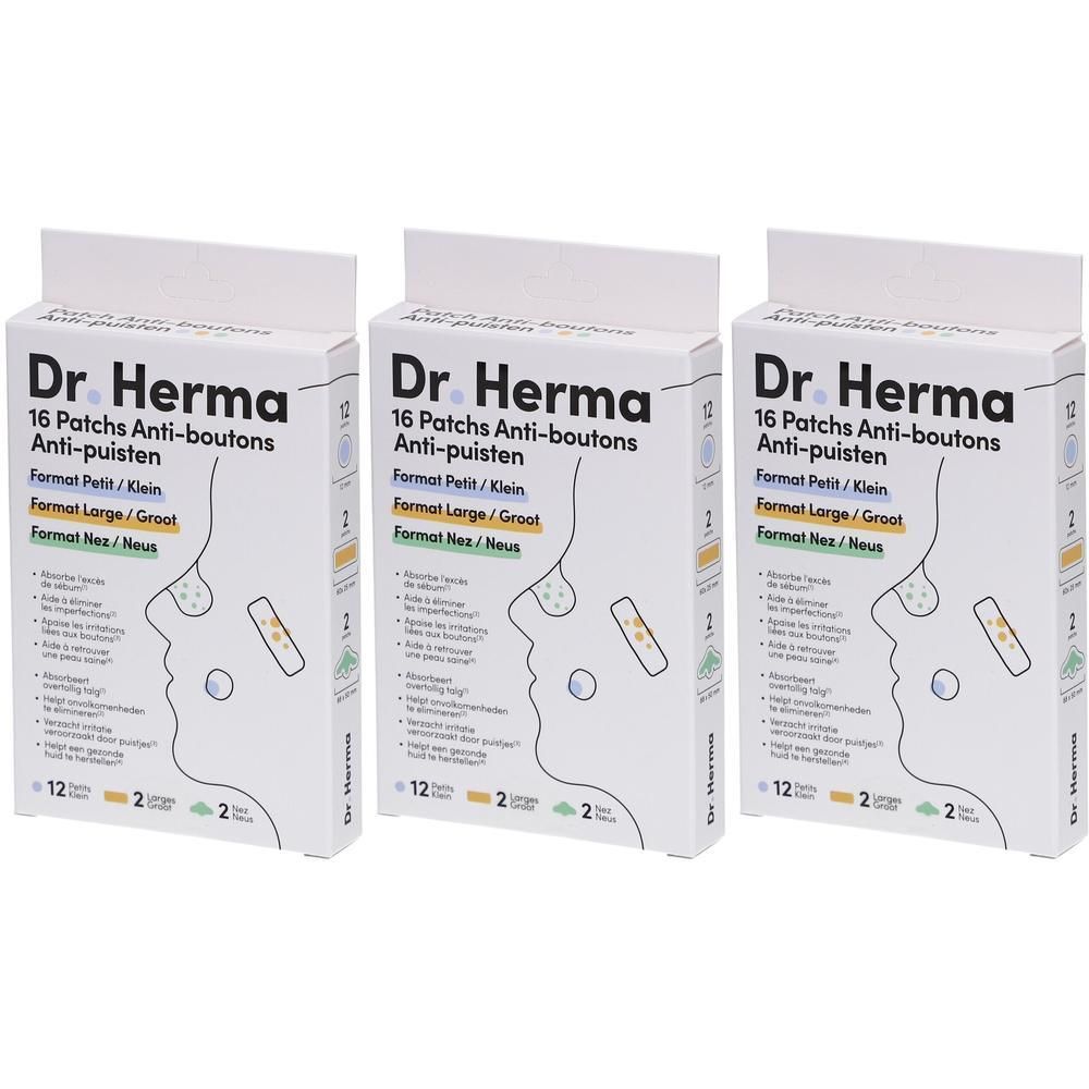 Dr. Herma 16 Patchs Anti-Boutons 3 formats