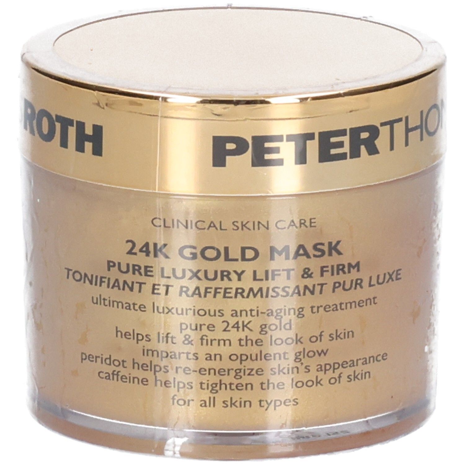 Peter Thomas Roth 24K Gold Mask: Goldfarbener Tiegel mit Anti-Aging-Pflege.