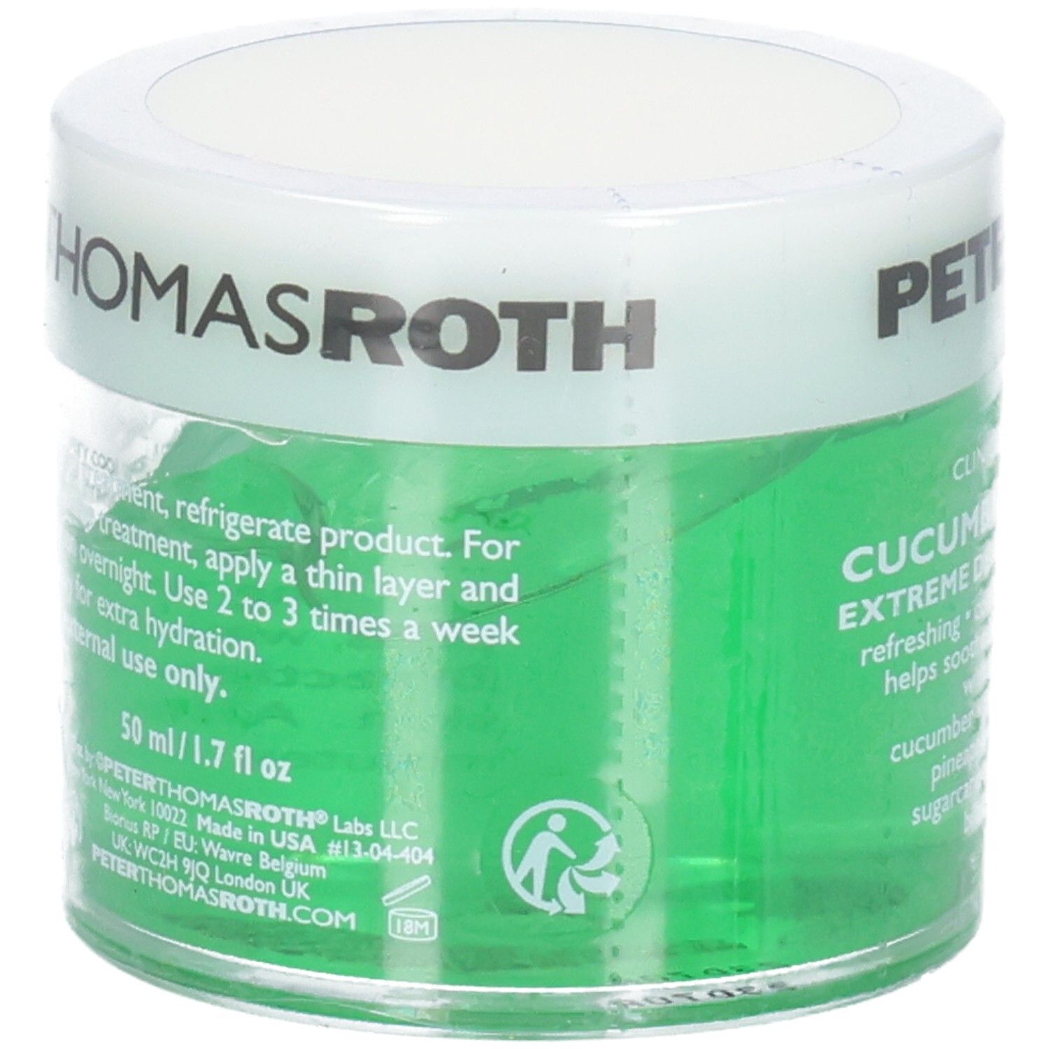 Peter Thomas Roth Cucumber Gel Mask, 50ml. Enthält Gurken-, Papaya- und Kamillenextrakte.