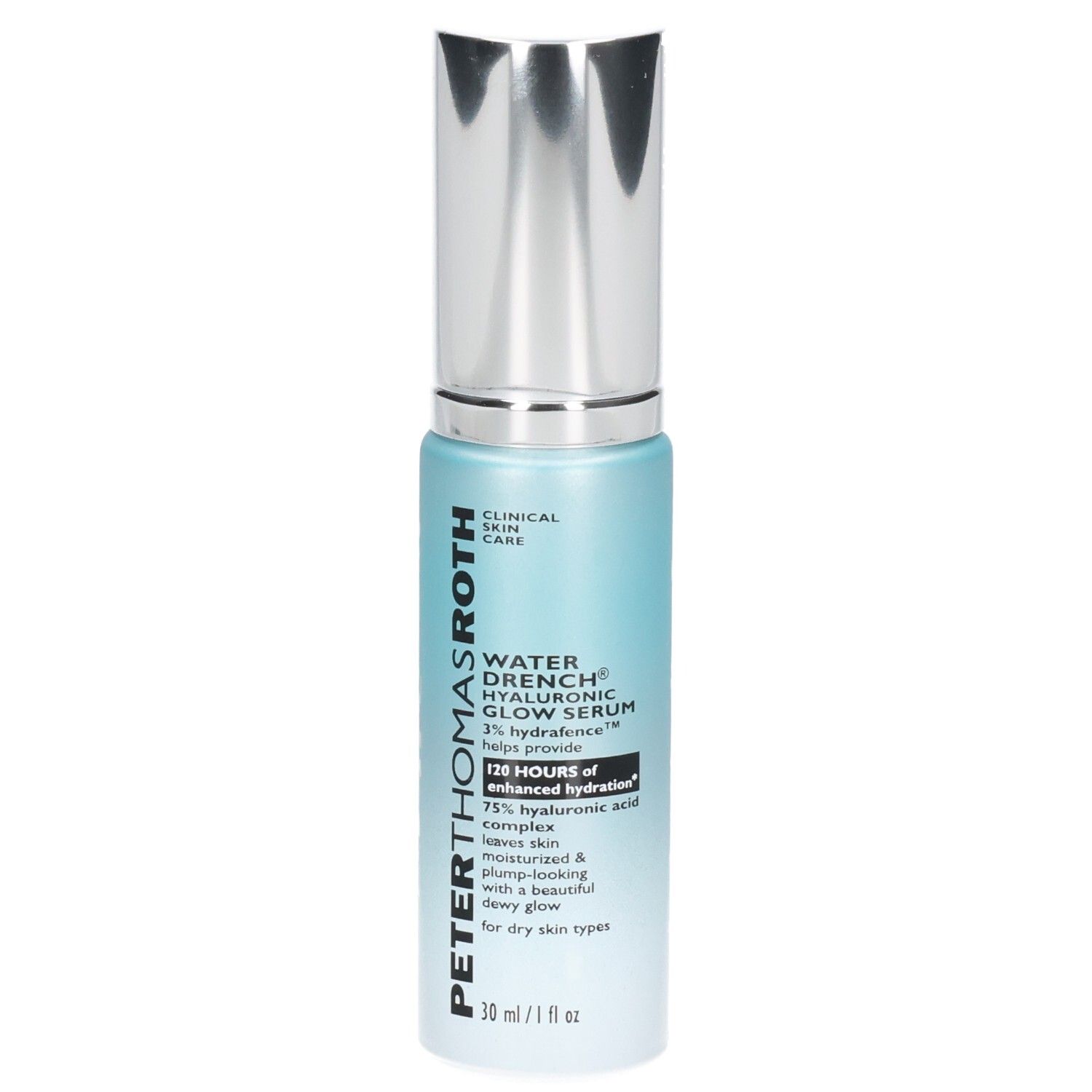 Peter Thomas Roth Water Drench Hyaluronic Glow Serum Flasche mit Pumpspender.