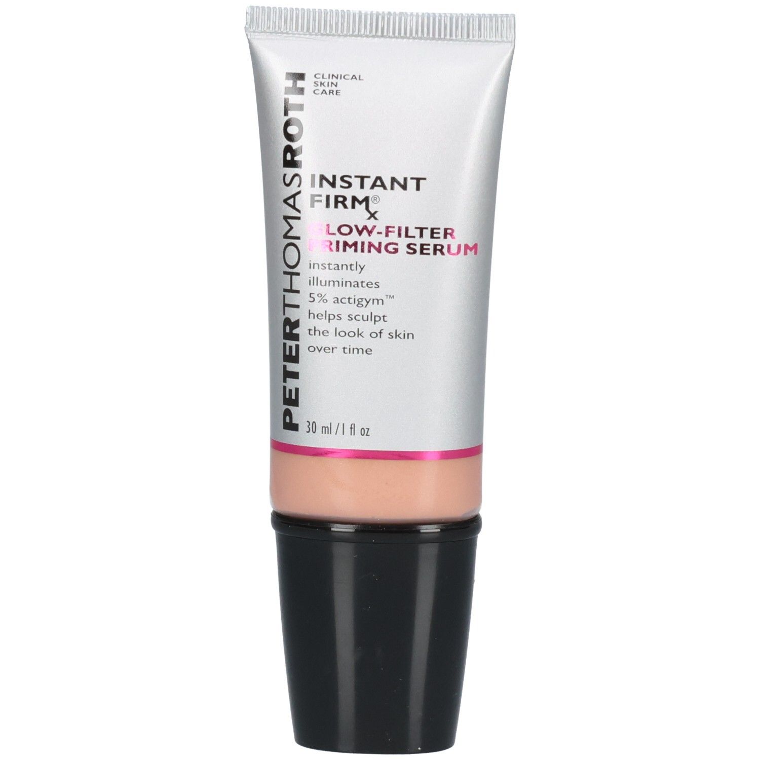 Peter Thomas Roth Instant Firmx Glow-Filter Priming Serum Tube mit schwarzem Deckel.