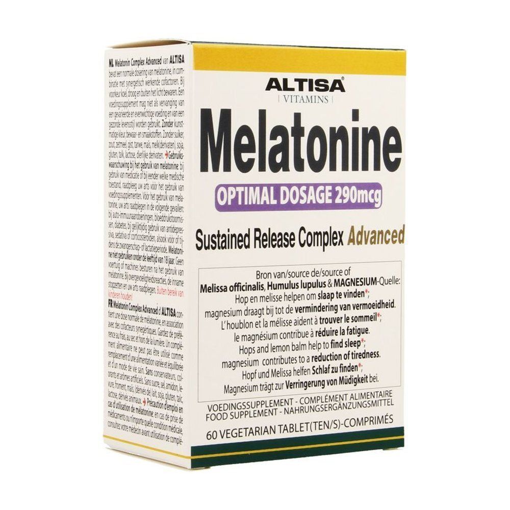 ALTISA Melatonine Sustained Release Complex Advanced Voedingssupplement, 60 vegetarische tabletten.