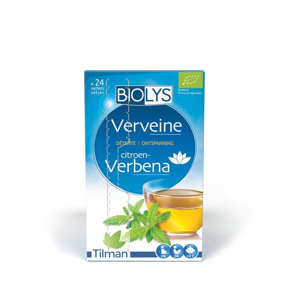 Boîte de tisane Biolys Verveine Citronnelle, 24 sachets. Avec label Bio.