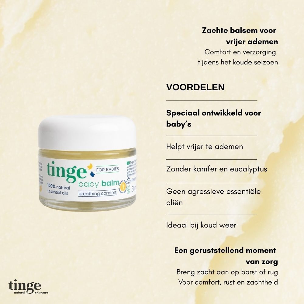 Tinge Babybalsem: Voordelen zoals vrijer ademen en zachte verzorging voor baby's.