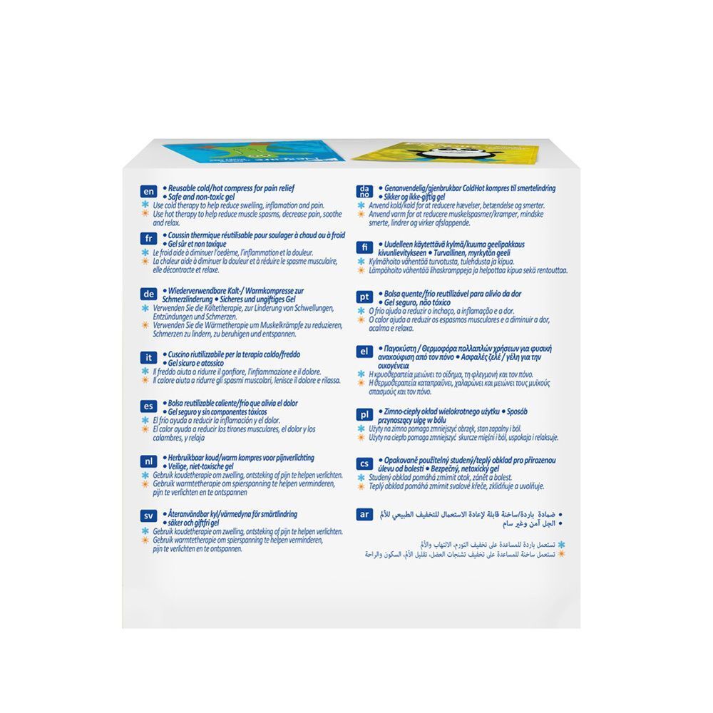 Dos d'un emballage pour un gel médical avec instructions d'utilisation multilingues.