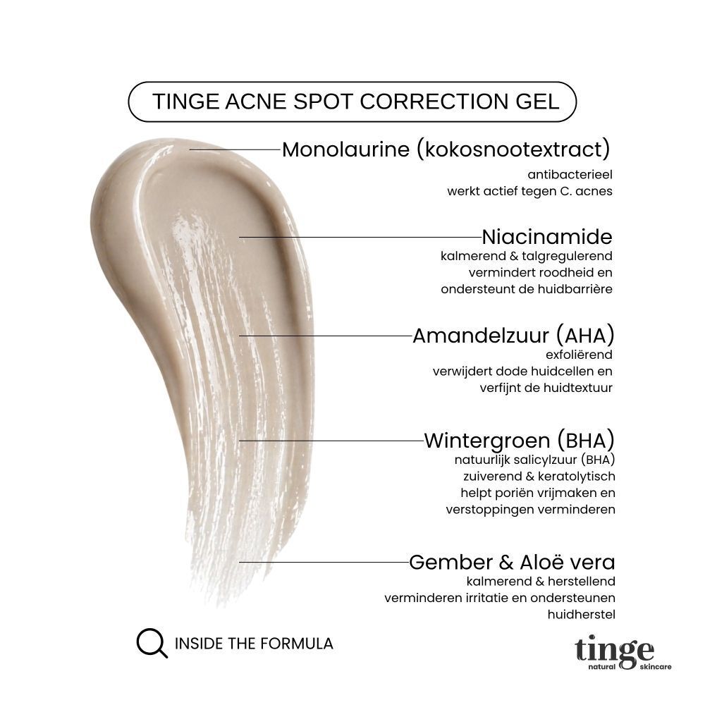 Tinge Acne Spot Correction Gel | Tegen Puistjes & Onzuiverheden | Exfoliërend | Sebum-Regulerend