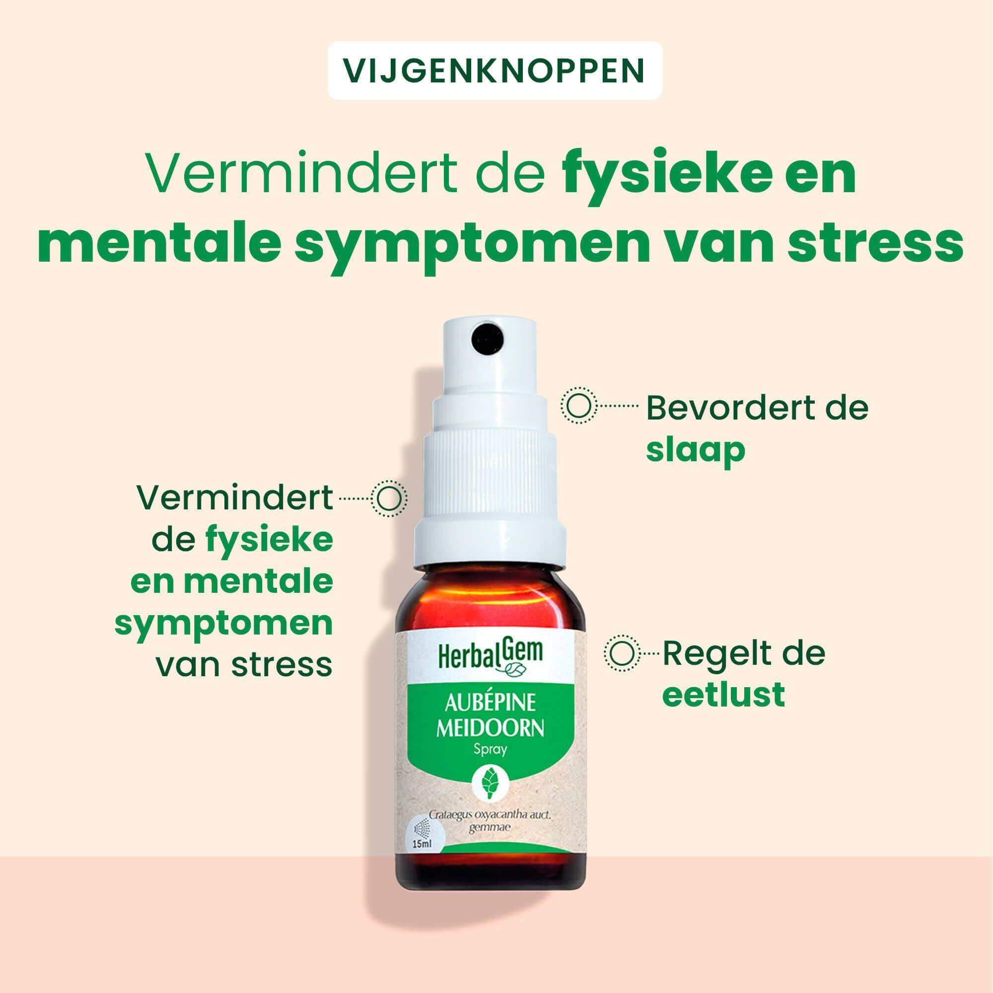 HerbalGem Meidoorn Bio spray: vermindert stress, bevordert slaap.