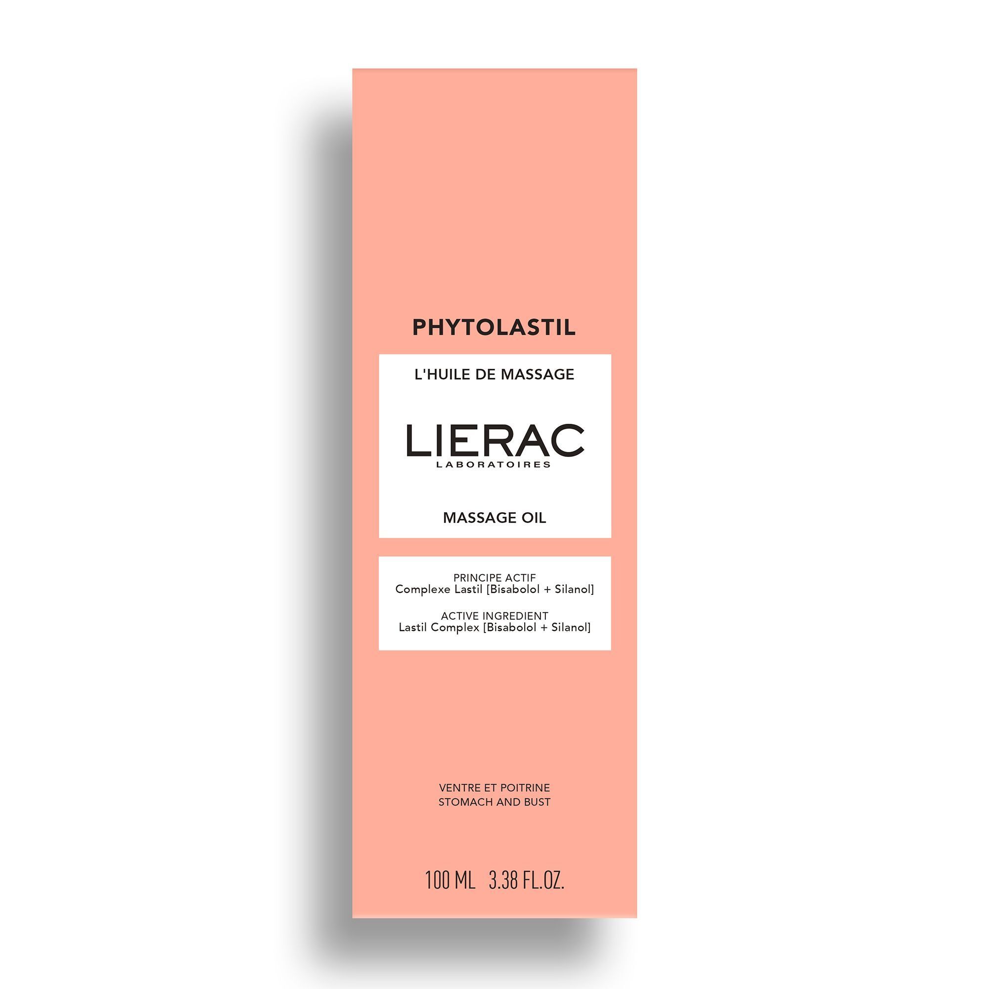 Lierac Phytolastil massageolie verpakking, 100ml.