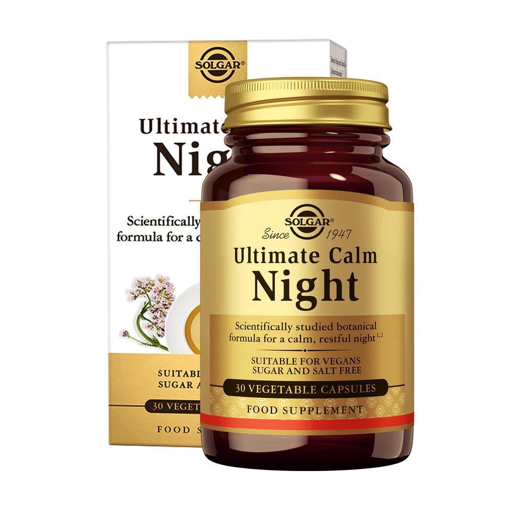 Solgar Ultimate Calm Night, 30 gélules végétales, avec emballage.