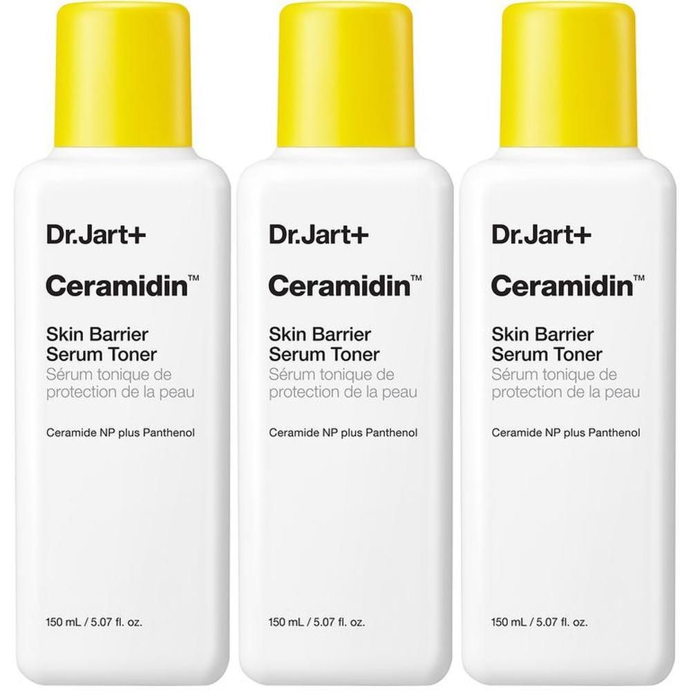 Drei Flaschen Dr.Jart+ Ceramidin Skin Barrier Serum Toner, je 150 ml.