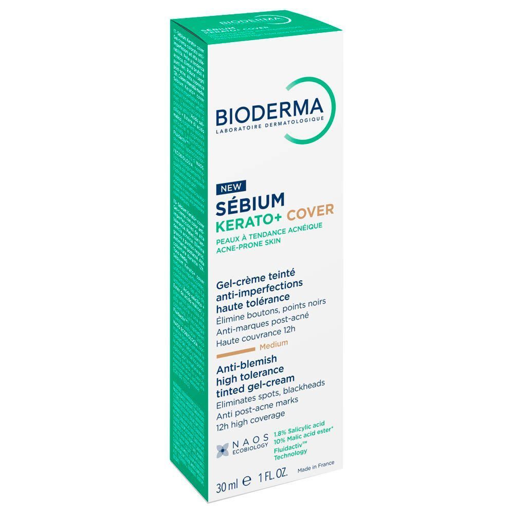 Bioderma Sébium Kerato+ Cover : Gel-crème teinté, 30ml. Pour peaux à tendance acnéique.