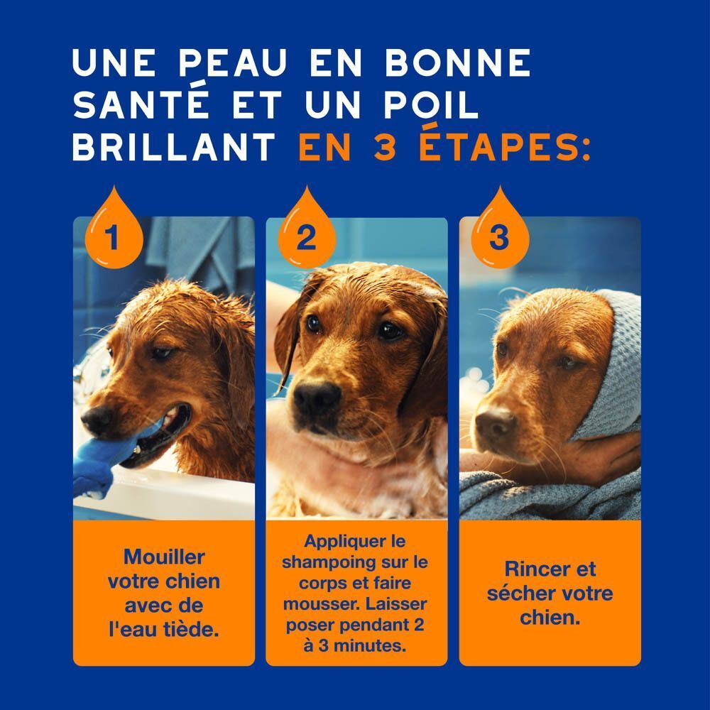 Bouteille DOUXO Skin & Coat Spa avec pompe, 200ml. Arrière de la bouteille avec informations produit.