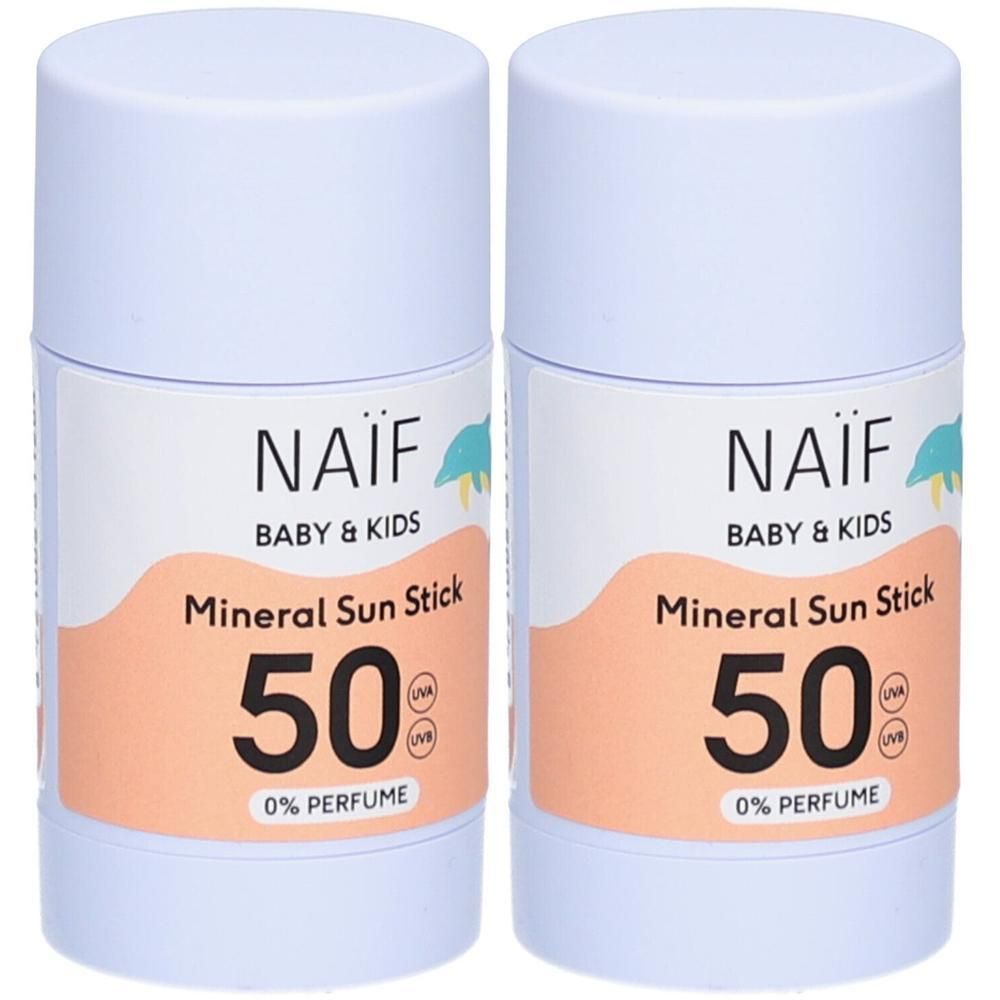 Naif Baby & Kids Minerale Zonnebrand Spf50 Zonder Parfum Stick 36g x2 2x36 g Sonnenschutzcreme