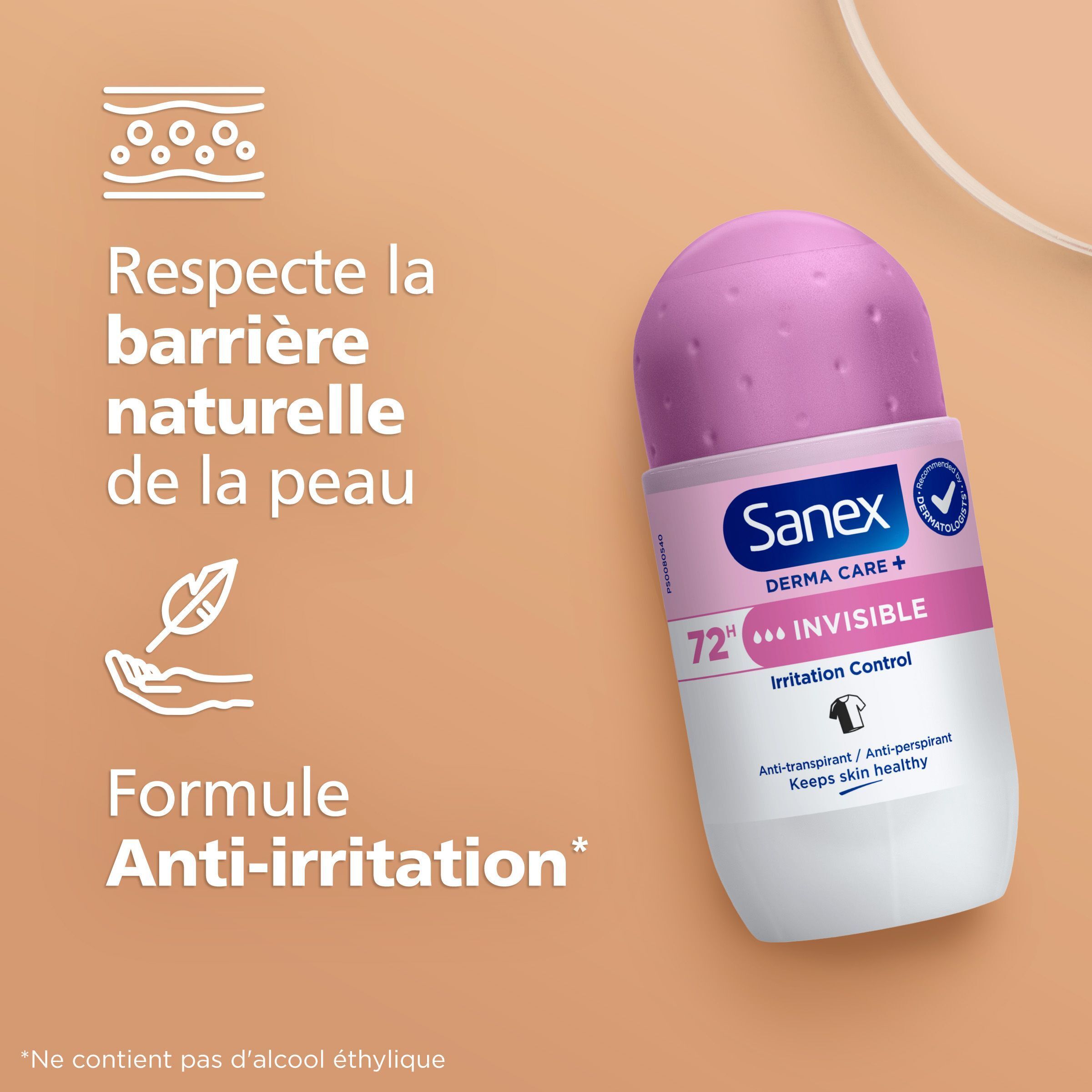 Sanex Derma Care+ Invisible 72h Anti-transpirant Deodorant Roller