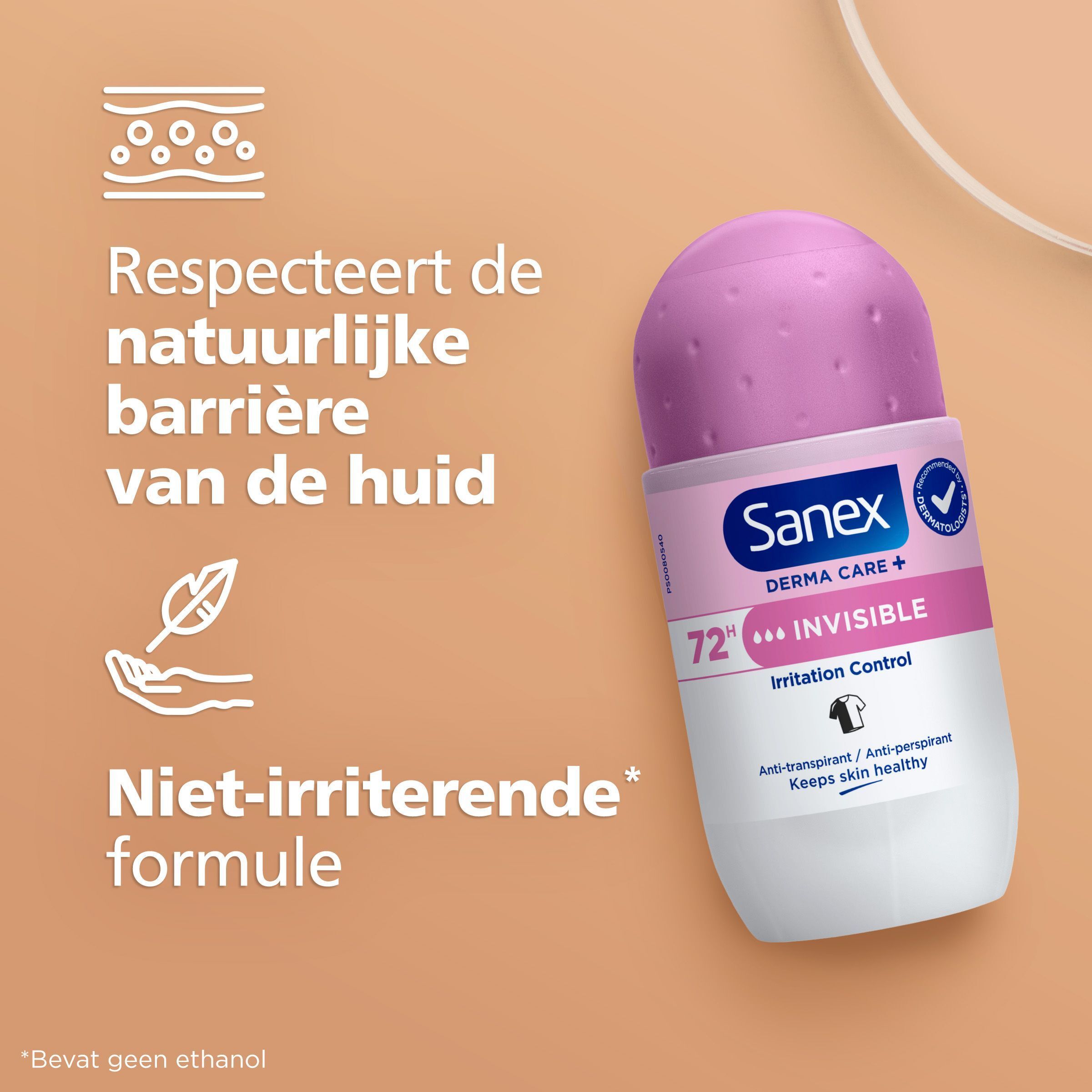 Sanex Derma Care+ Invisible 72u Anti-transpirant Deodorant Roller