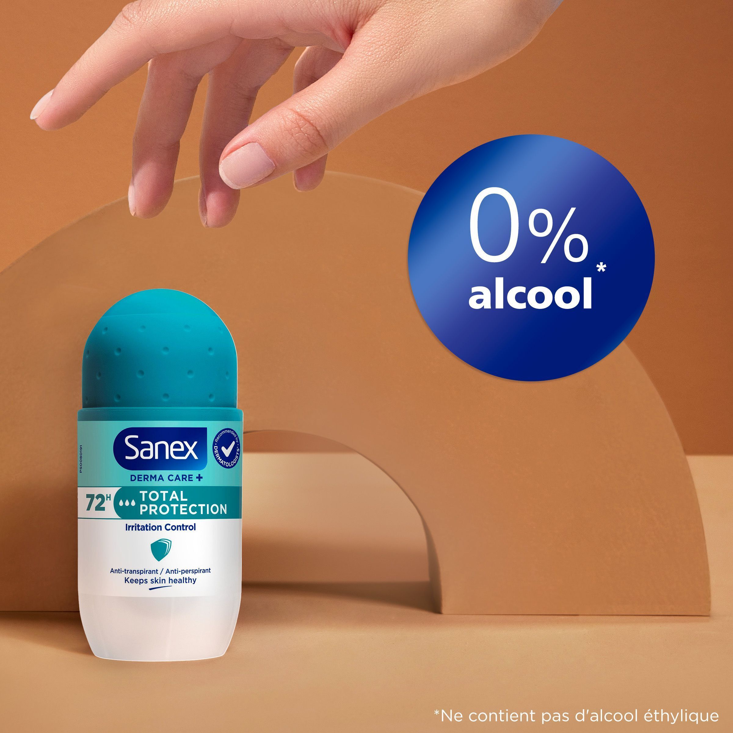 Sanex Derma Care Total Protection Roll-On Anti-transpirant 72h, contrôle des irritations. 0% alcool.
