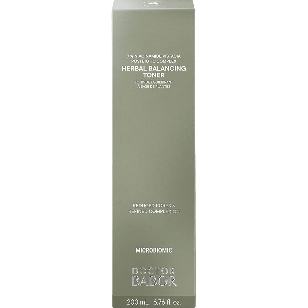 Emballage du Doctor Babor Herbal Balancing Toner avec indications textuelles.