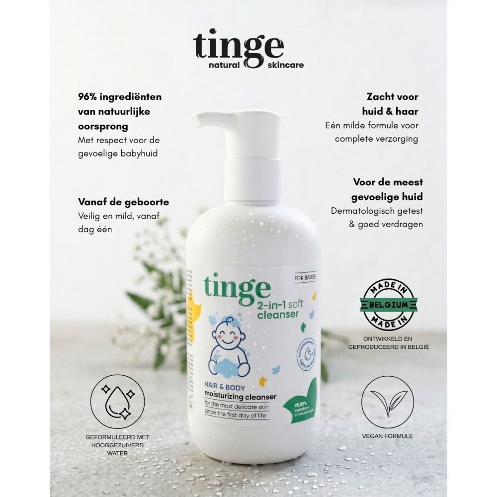 Tinge for Babies 2-in-1 Haar- & Lichaam Wasgel | Mild Reinigend | Hydraterend | Voor Fragiele Babyhuid