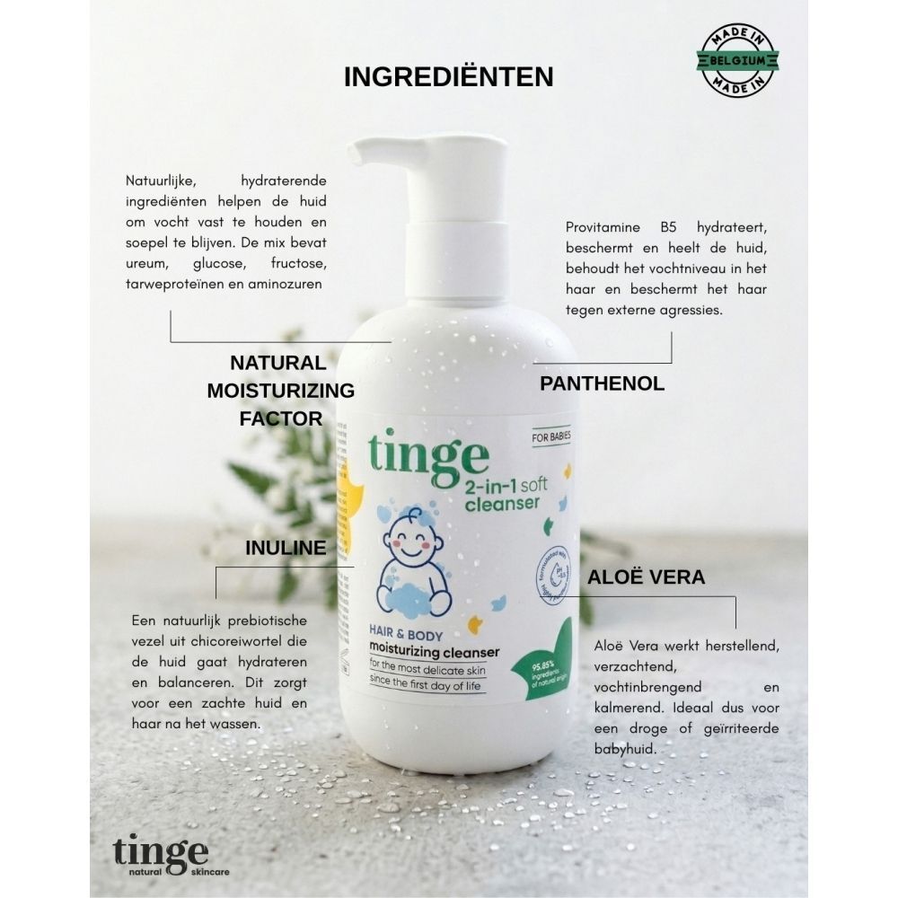 Tinge for Babies 2-in-1 Haar- & Lichaam Wasgel | Mild Reinigend | Hydraterend | Voor Fragiele Babyhuid