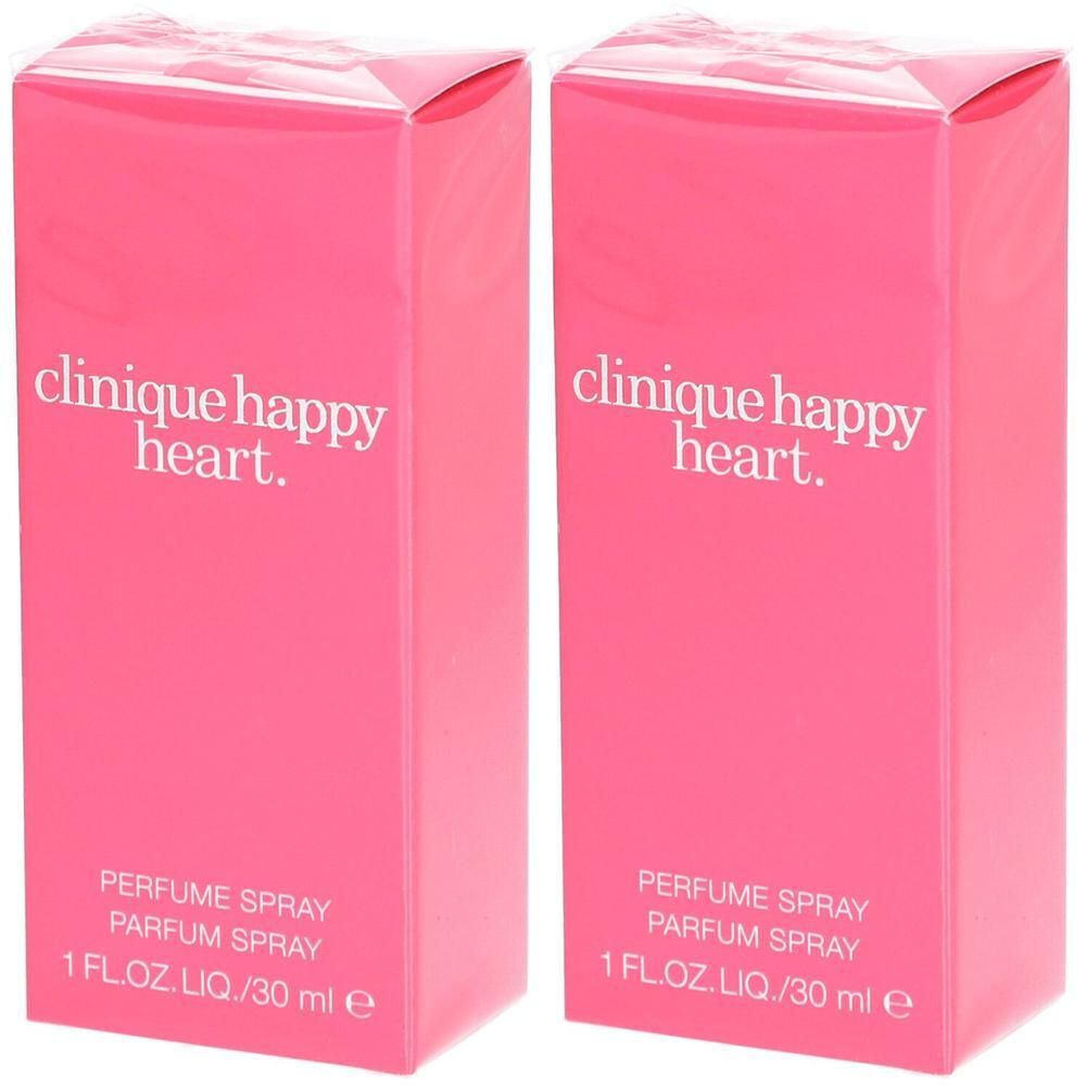 Zwei Clinique Happy Heart Parfüm Sprühverpackungen, 30 ml.