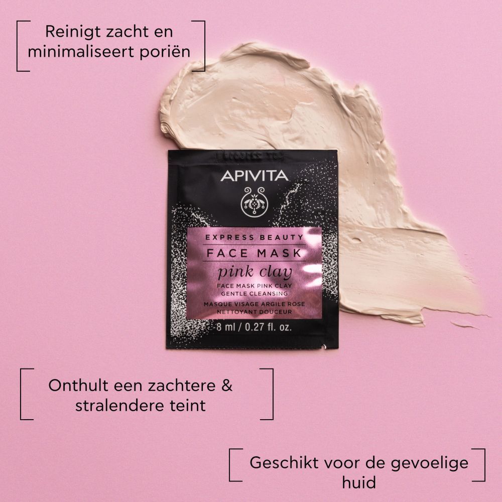 Apivita Express Beauty Face Mask Pink Clay Gentle Cleansing