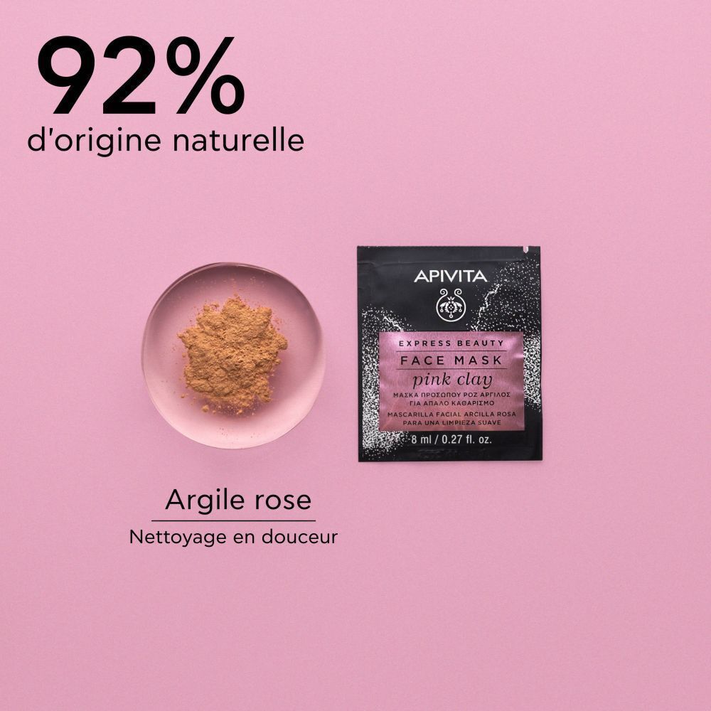 Apivita Express Beauty Masque Visage Argile Rose Nettoyant Douceur