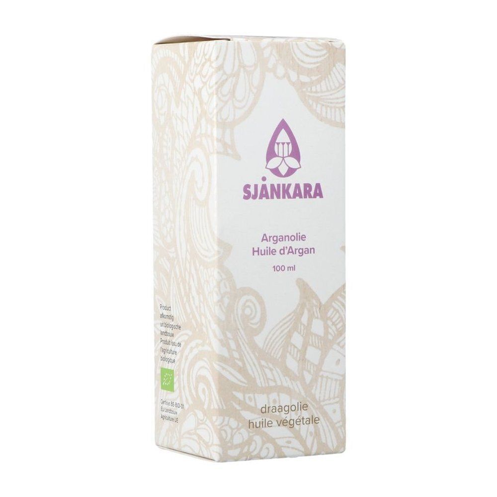 Emballage pour huile d'argan Sjankara, 100 ml, avec label bio.