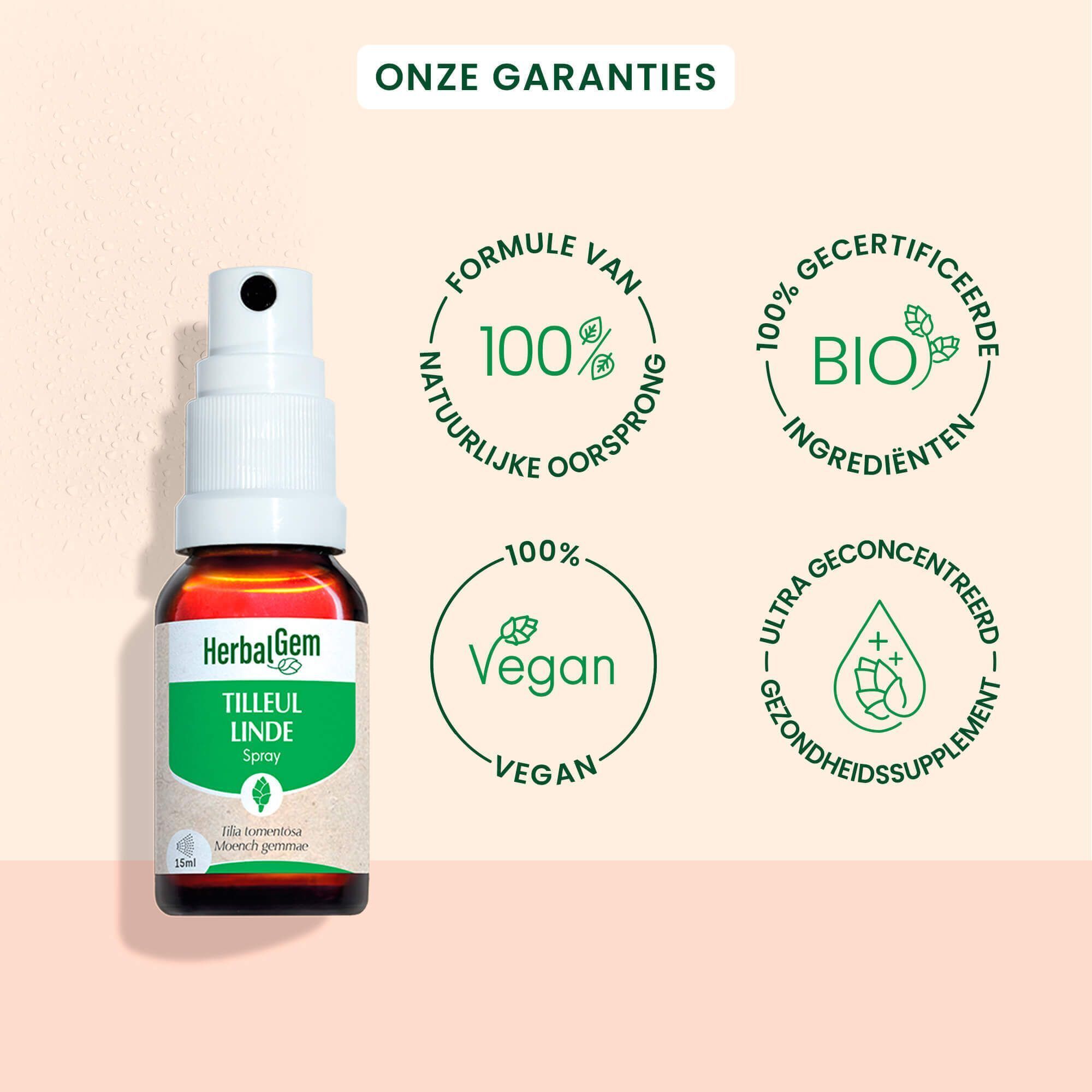 HerbalGem Tilleul Bio Spray: 100% natuurlijke formule, vegan, Bio-gecertificeerd.