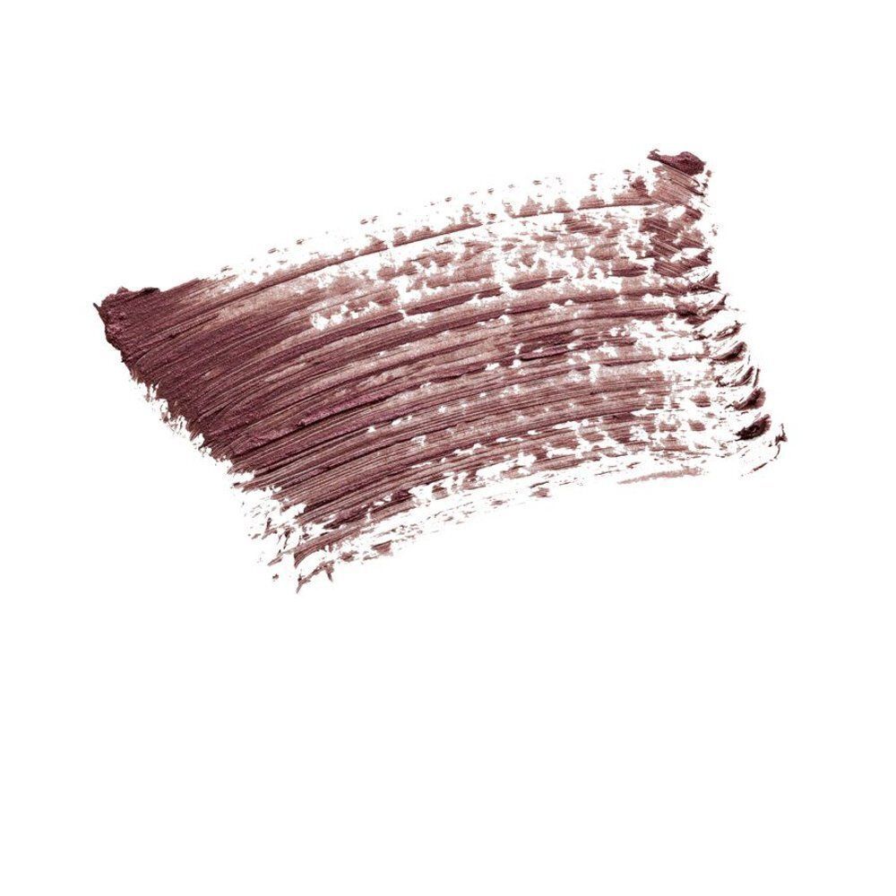 Une traînée de mascara brun sur fond blanc.