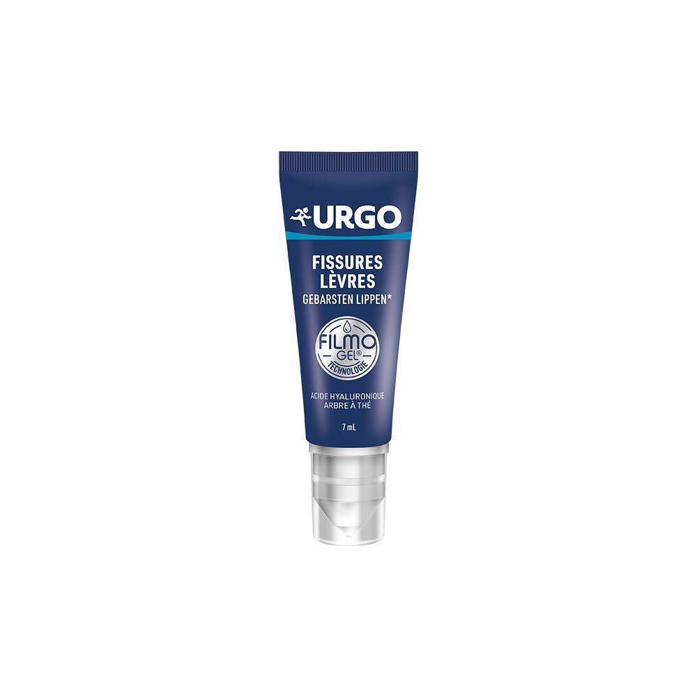 Een URGO Filmogel® Fissures Lèvres tube (7ml) voor de behandeling van lipfissuren.