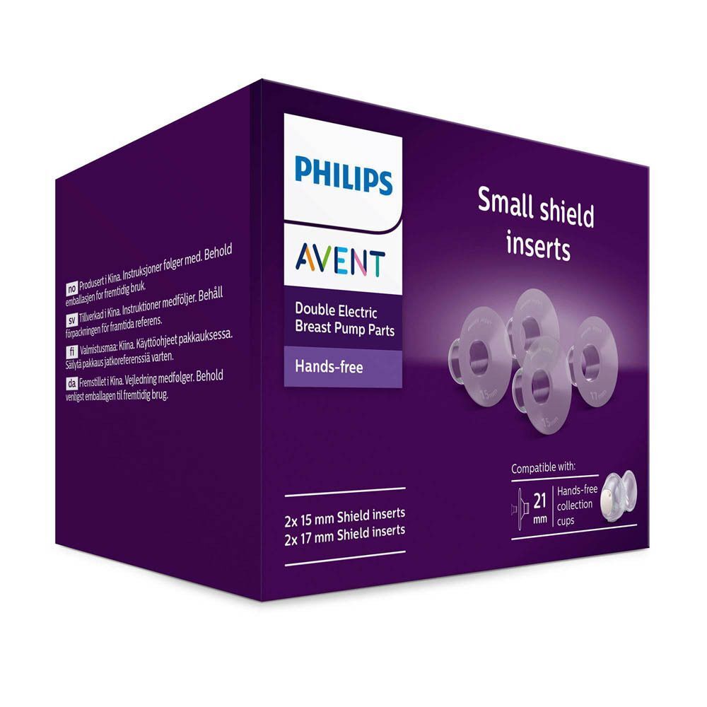 Pièces détachées pour tire-lait Philips Avent : 2x inserts bouclier 15 mm et 2x 17 mm.