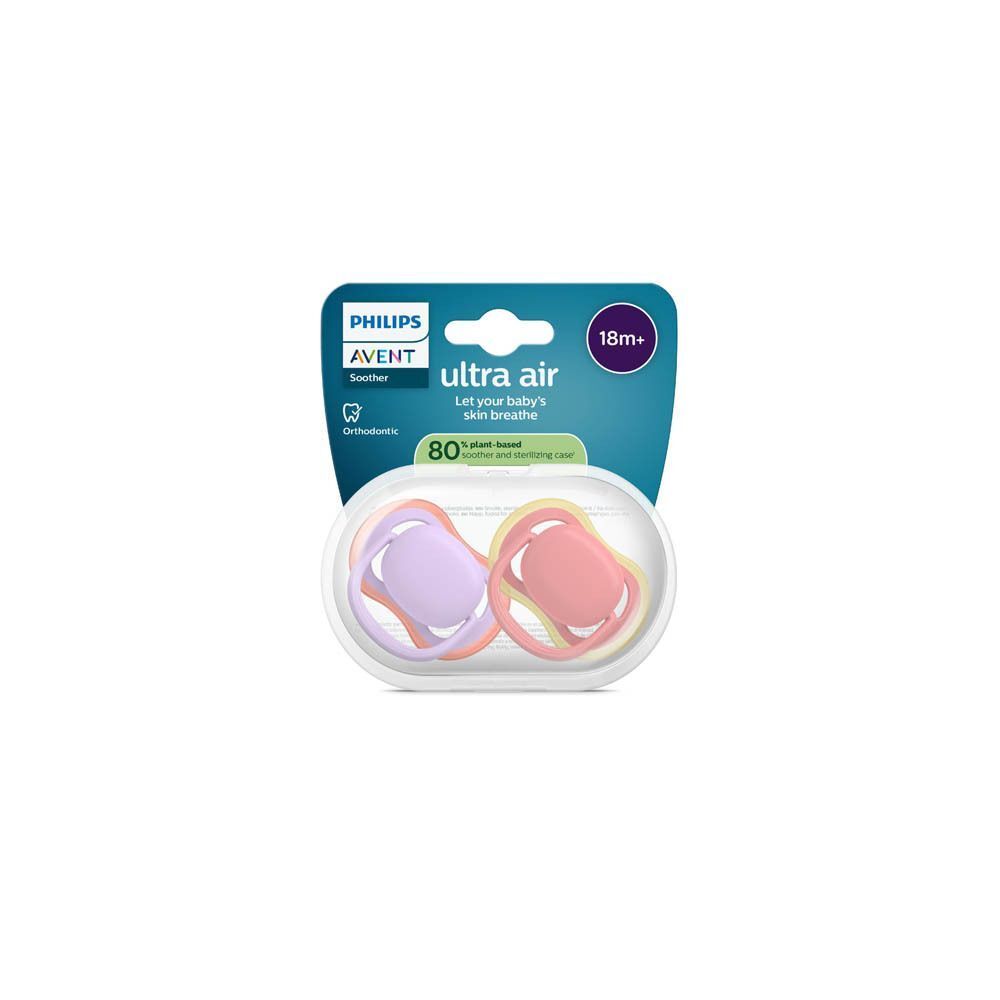 Quatre sucettes Philips Avent Ultra Air avec motifs papillon et chenille.