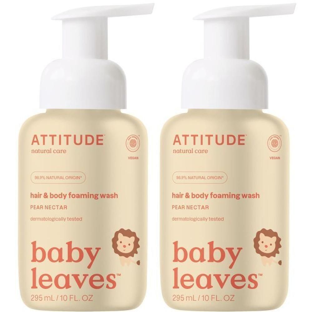 Attitude Baby Leaves 2-in-1 Haar & Lichaam Schuimende Wasgel Peer Nectar x2 2x295 ml Waschgel